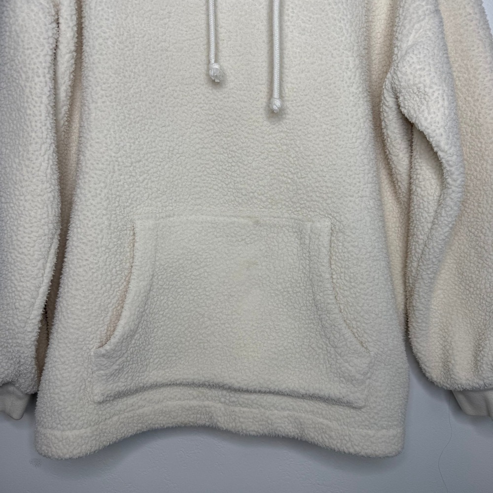 Madewell Sherpa Fleece Hoodie Pullover Bubble Sleeve M Cream Ivory Cozy Casual - Picture 3 of 11